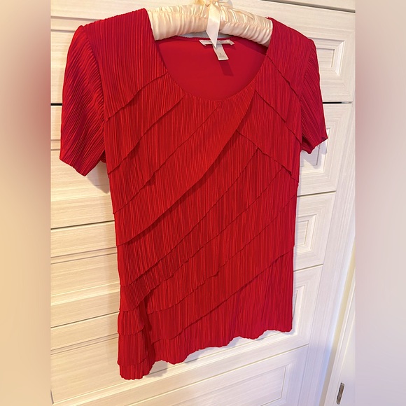 Red Textured layered Short-Sleeved Top 🎁🎇✨ - Picture 6 of 12